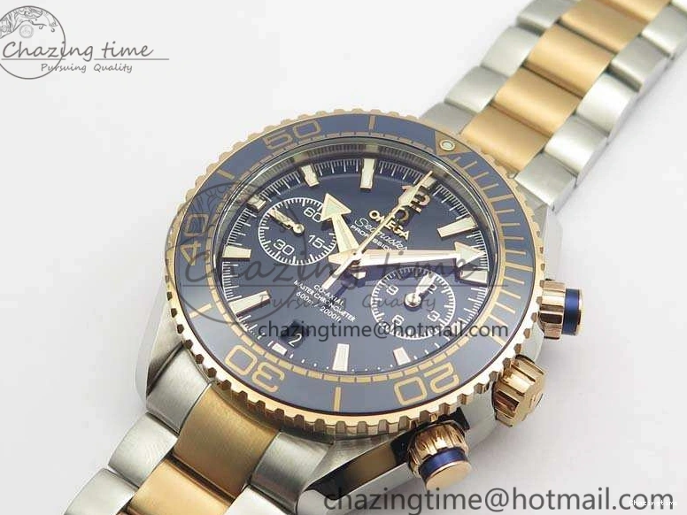 0101 Seamaster Pro Chrono SS RG OM Best Edition Blue Ceramic Blue Dial On SS RG Bracelet A Snug 8129